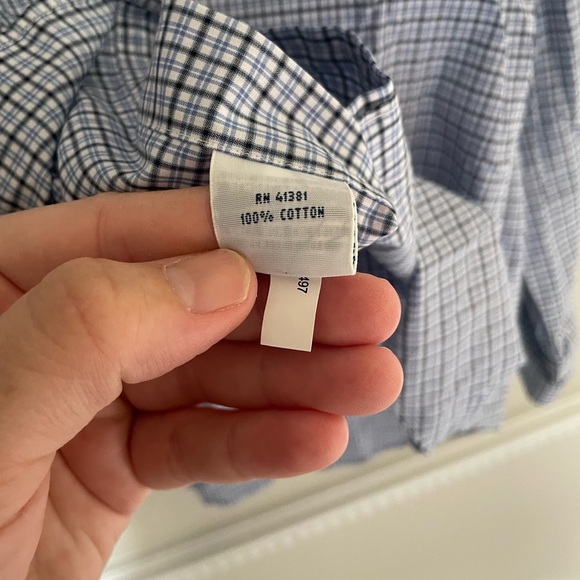 Polo Ralph Lauren 100% Cotton Stretch Blue/ White Button Down Shirt Large - Picture 7 of 8